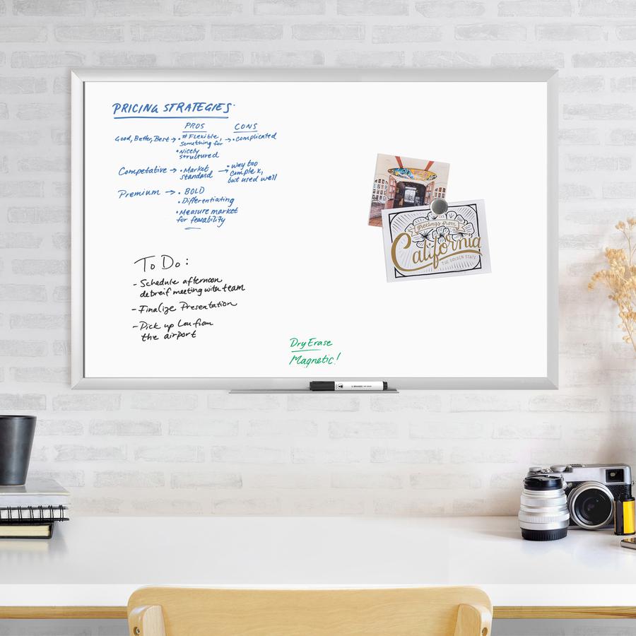 U Brands Magnetic Dry Erase Board - 23" (1.9 ft) Width x 35" (2.9 ft) Height - White Painted Steel Surface - Silver Aluminum Frame - Rectangle - Horizontal/Vertical - 1 Each. Picture 2