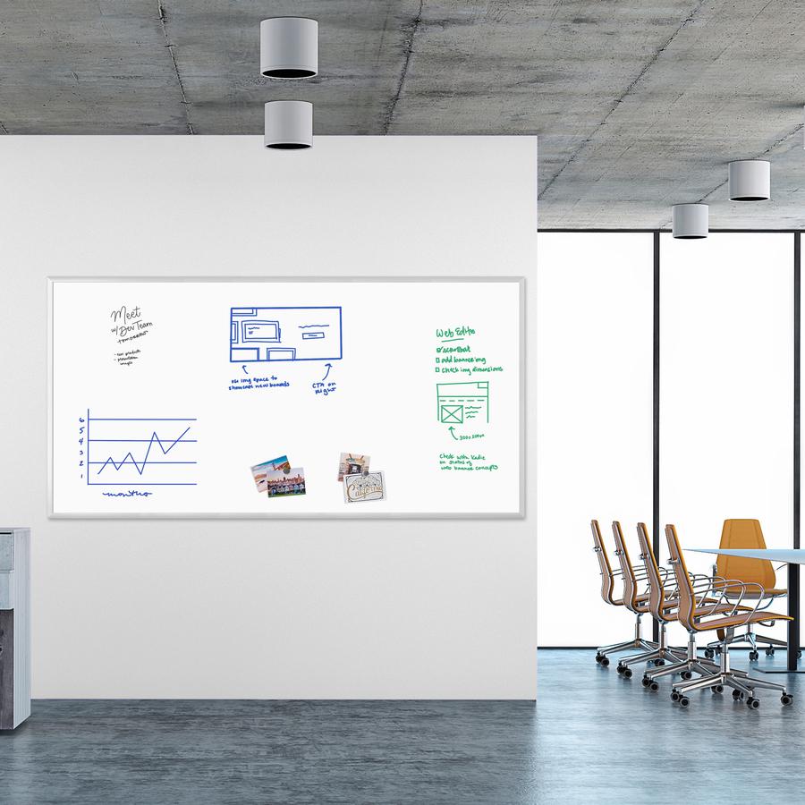 U Brands Magnetic Dry Erase Board - 47" (3.9 ft) Width x 95" (7.9 ft) Height - White Painted Steel Surface - Silver Aluminum Frame - Rectangle - Horizontal/Vertical - Magnetic - 1 Each. Picture 2