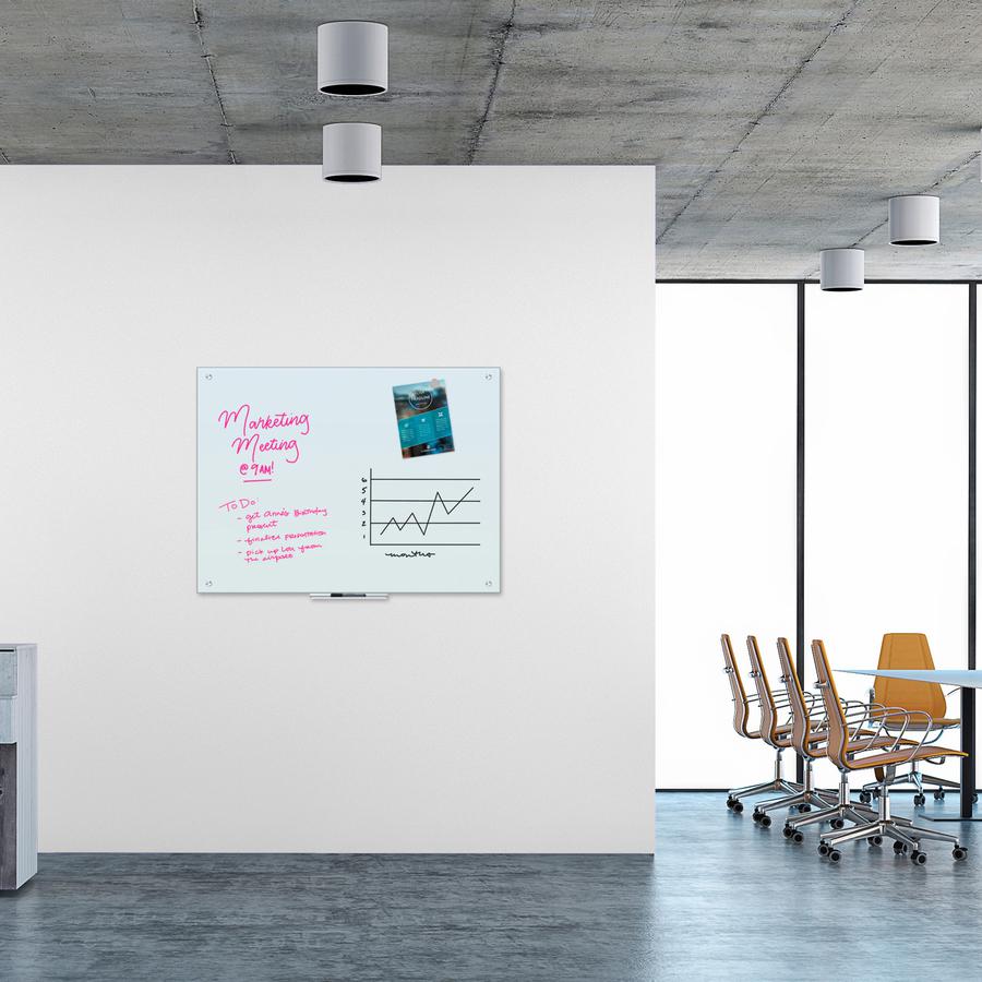 U Brands Magnetic Glass Dry Erase Board - 35" (2.9 ft) Width x 47" (3.9 ft) Height - Frosted White Tempered Glass Surface - Rectangle - Horizontal/Vertical - 1 Each. Picture 2