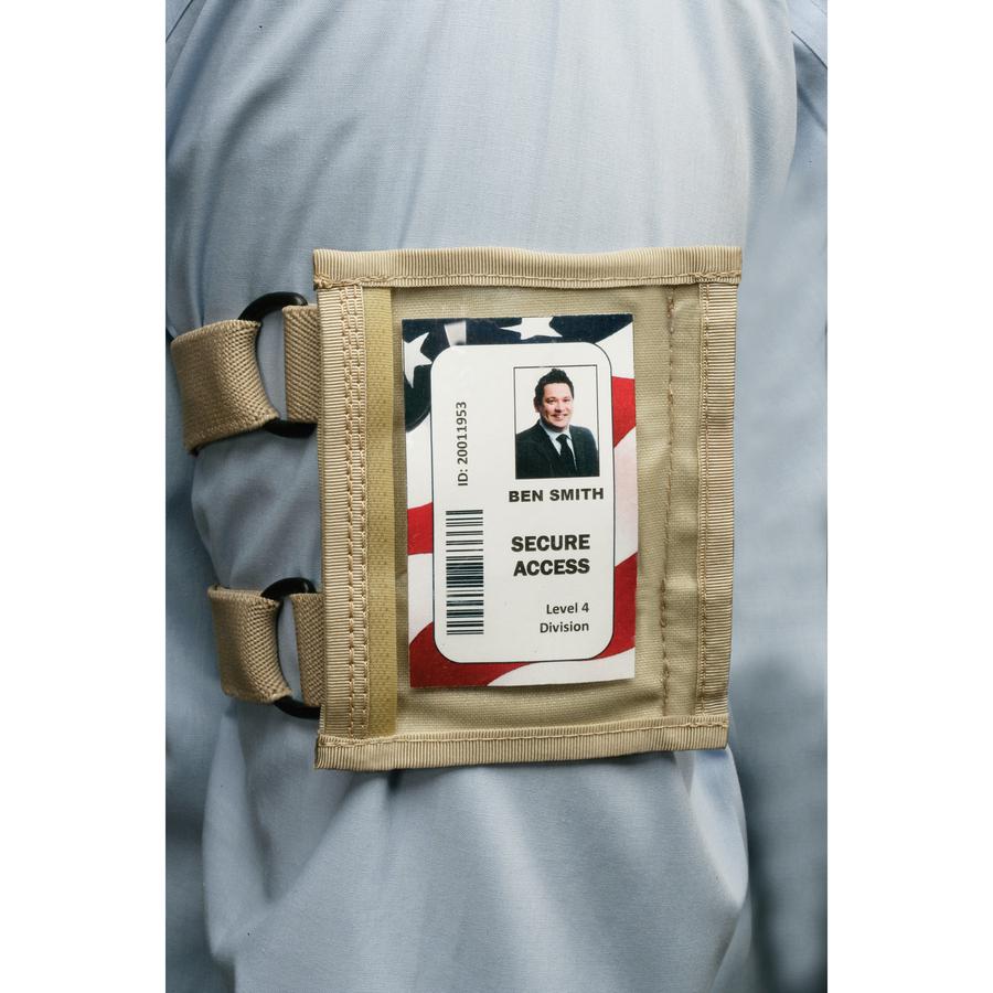 SKILCRAFT Armband ID Badge Holder - Vertical - 3.8" x 2.6" x - Plastic, Vinyl - 1 Each - Tan, Clear - TAA Compliant. Picture 2