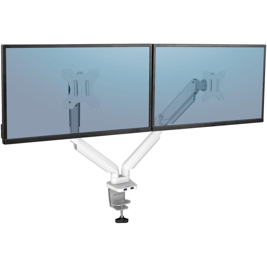 Fellowes Platinum Series Dual Monitor Arm - White - 2 Display(s) Supported - 27" Screen Support - 40 lb Load Capacity - 1 Each. Picture 2