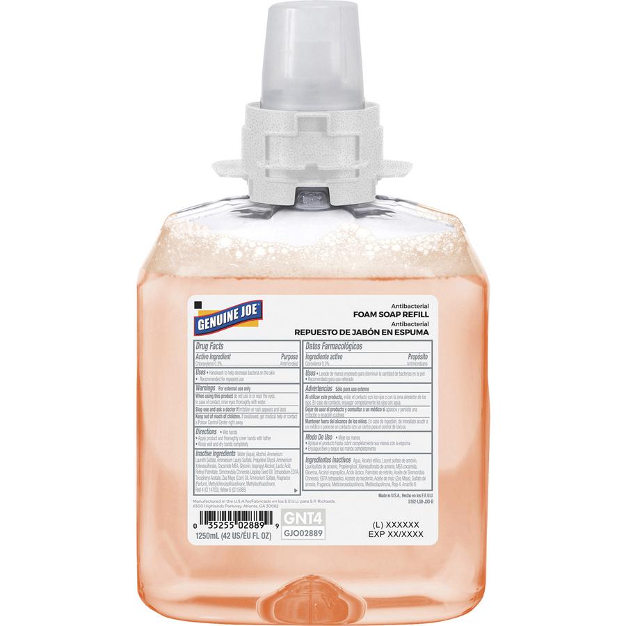 Genuine Joe Antibacterial Foam Soap Refill - Orange Blossom ScentFor - 42.3 fl oz (1250 mL) - Bacteria Remover - Hand, Skin - Antibacterial - Orange - 4 / Carton. Picture 2