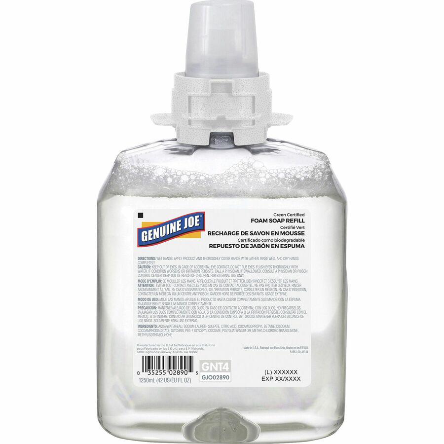 Genuine Joe Green Certified Soap Refill - Fragrance-free ScentFor - 42.3 fl oz (1250 mL) - Hand, Skin - Clear - 4 / Carton. Picture 2