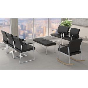 Lorell Healthcare Seating Guest Chair - Silver Powder Coated Steel Frame - Black - Vinyl - 1 / Each. Picture 10