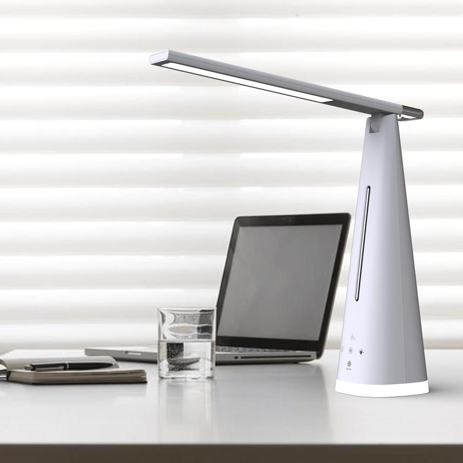 Lorell 3-in-1 Air Purifier/Mood Light Desk Lamp - 17.5" Height - 14.5" Width - LED Bulb - USB Charging, Auto Shut-off, Dimmable - Desk Mountable - White. Picture 2