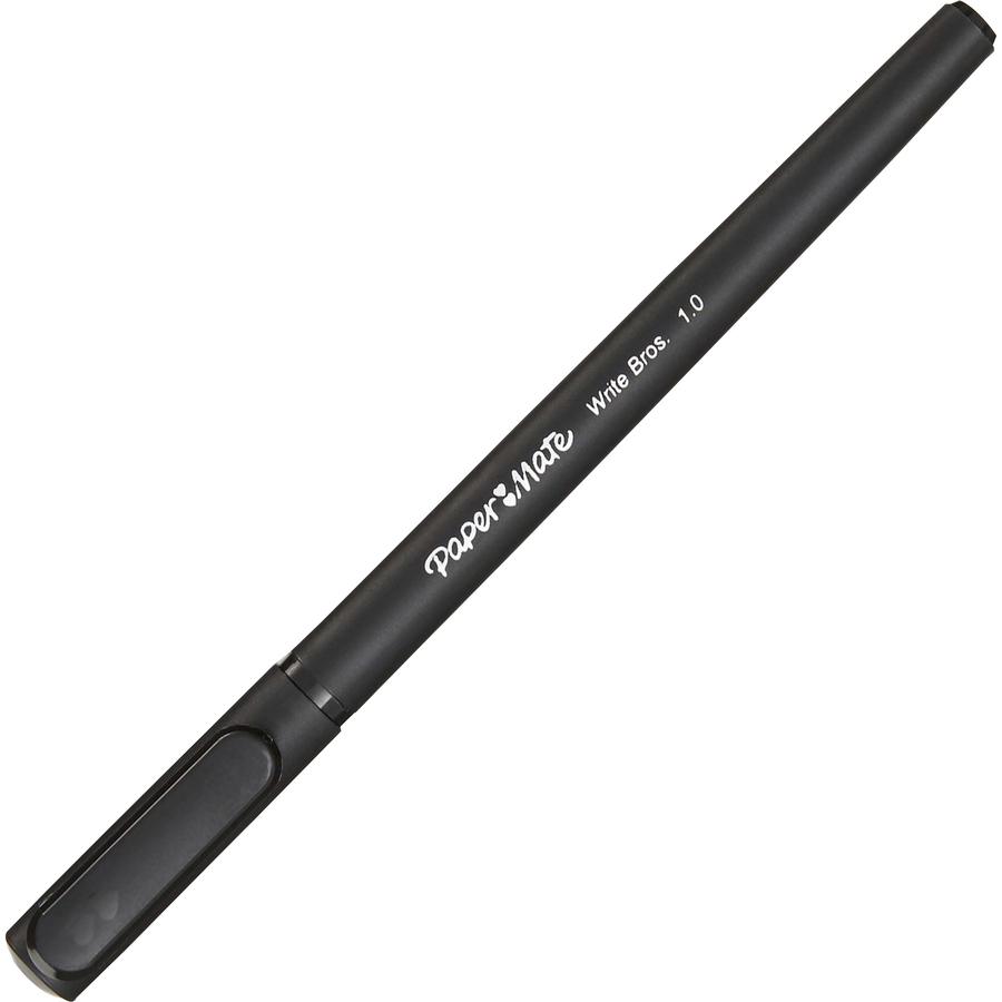 Paper Mate Write Bros. Ballpoint Stick Pens - Medium Pen Point - Black - Black Barrel - 1 Dozen. Picture 3