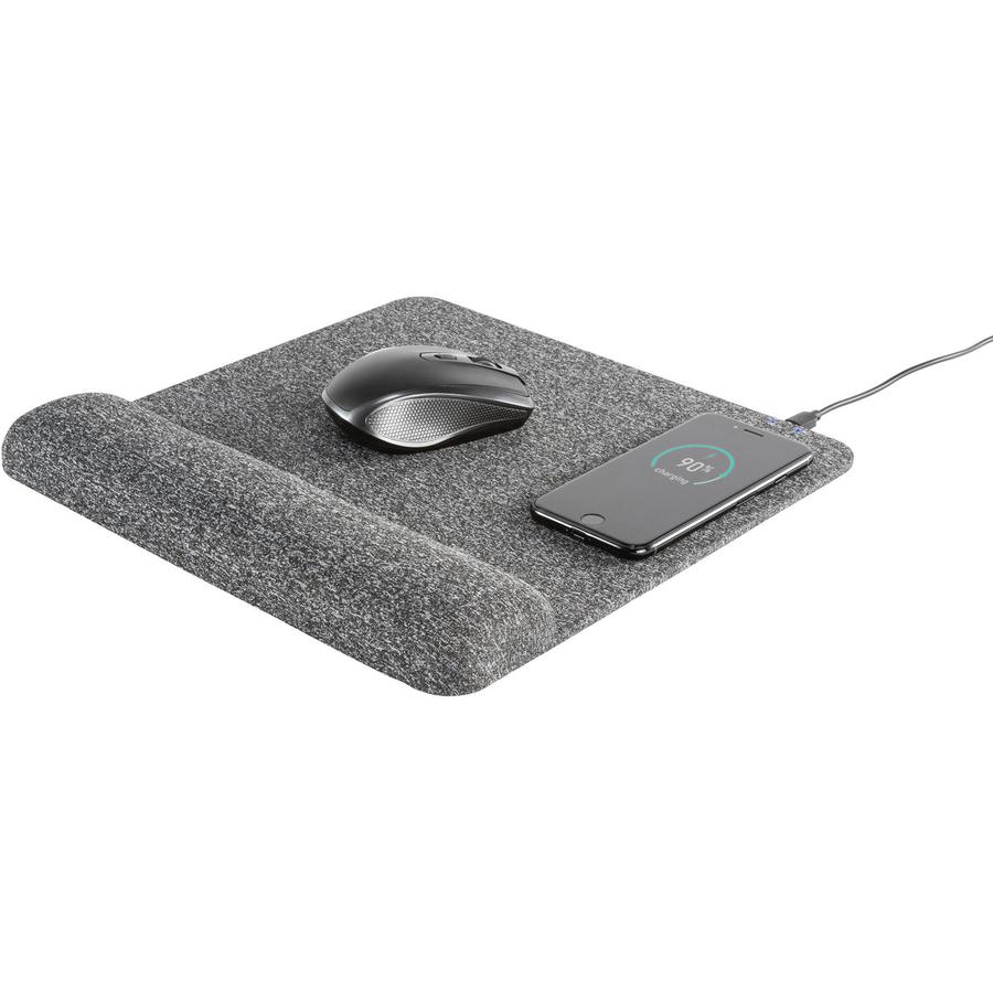 Allsop PowerTrack Plush Wireless Charging Mousepad - (32304) - 1.85" x 11.60" Dimension - Gray - Memory Foam - 1 Pack Retail. Picture 2