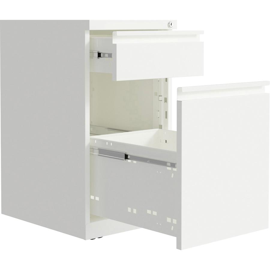 Lorell Mobile File Cabinet with Backpack Drawer - 15" x 27.8"20" - 2 x Box, File Drawer(s) - Finish: White. Picture 3