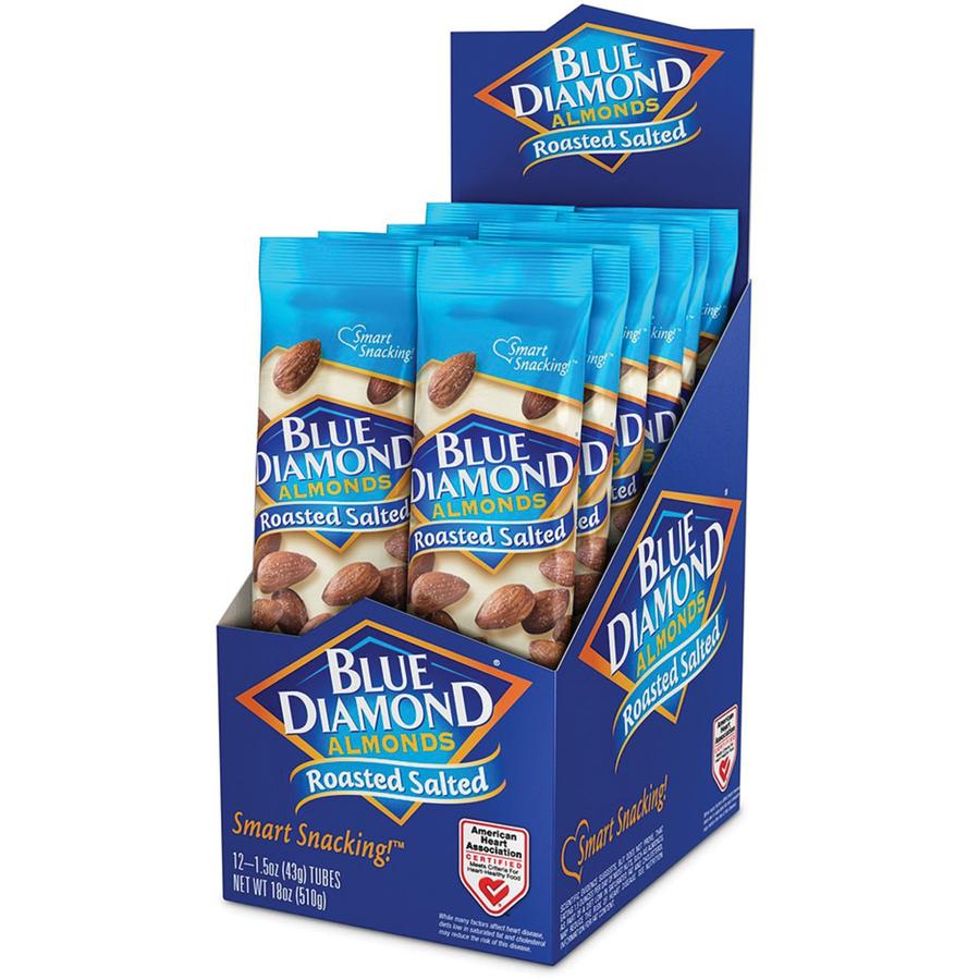 BlueDiamond Roasted Salted Almonds - Roasted & Salted - 1.50 oz - 12 / Box. Picture 3