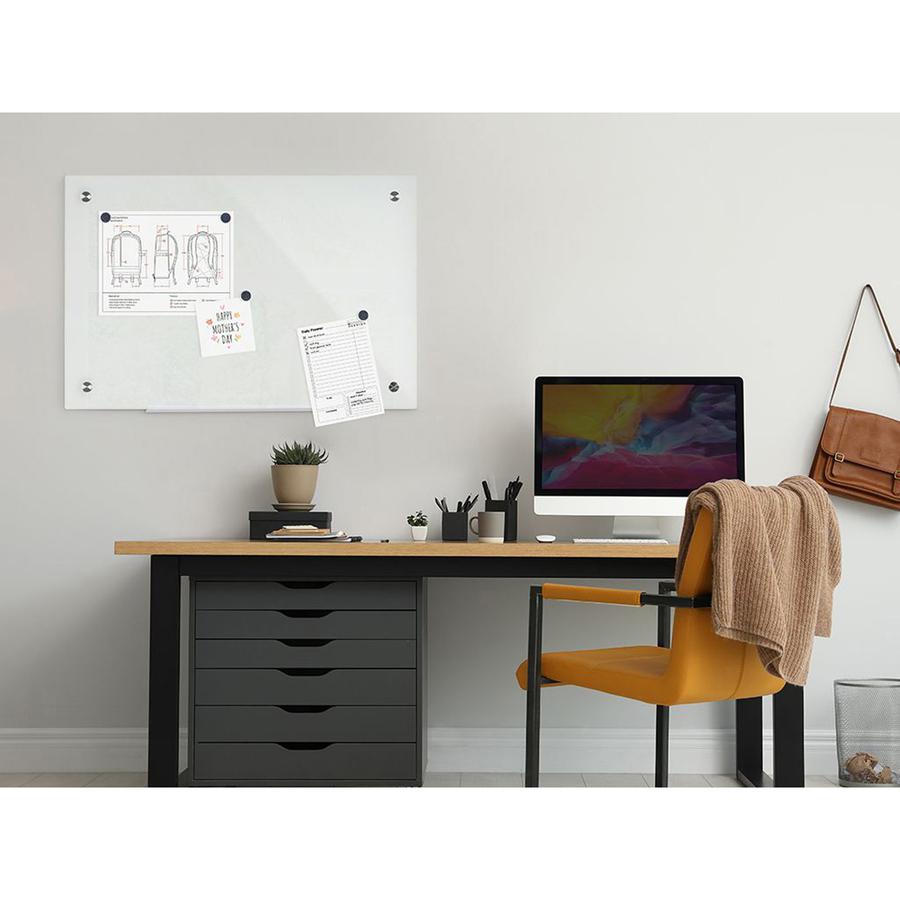 Bi-silque Dry-Erase Glass Board - 36" (3 ft) Width x 48" (4 ft) Height - White Glass Surface - Rectangle - Horizontal/Vertical - 1 Each. Picture 2