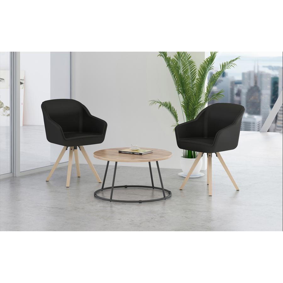 Lorell Natural Wood Legs Modern Guest Chair - Four-legged Base - Black - 1 Each. Picture 5