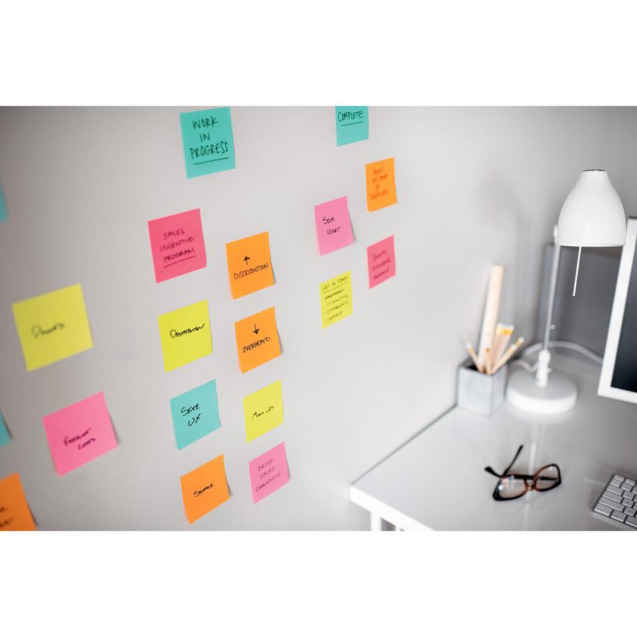 Post-it&reg; Super Sticky Dispenser Notes - Supernova Neons Color Collection - 3" x 3" - Square - 90 Sheets per Pad - Aqua Splash, Acid Lime, Guava - Paper - Super Sticky, Adhesive, Recyclable, Pop-up. Picture 2