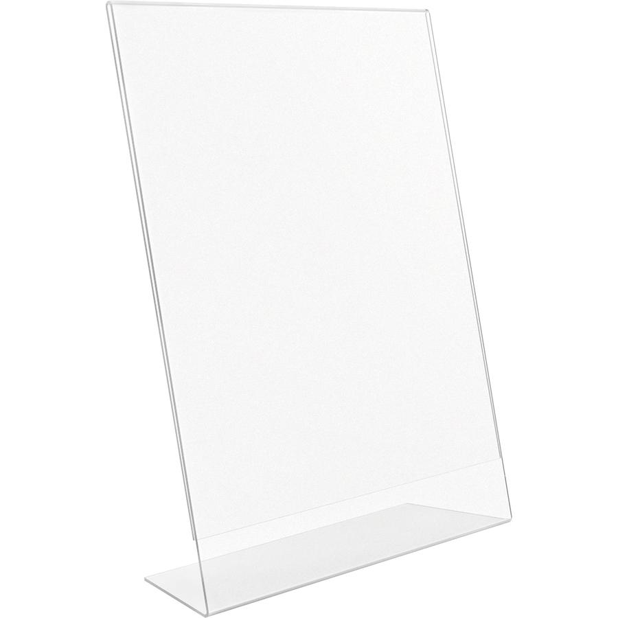 Lorell L-base Slanted Sign Holder Stand - Support 8.50" x 11" Media - Acrylic - 3 / Pack - Clear. Picture 2