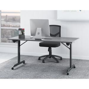Lorell Mobile Folding Training Table - Rectangle Top - Powder Coated Base - 200 lb Capacity x 63" Table Top Width - 29.50" Height x 63" Width x 29.50" Depth - Assembly Required - Gray - Laminate Top M. Picture 9