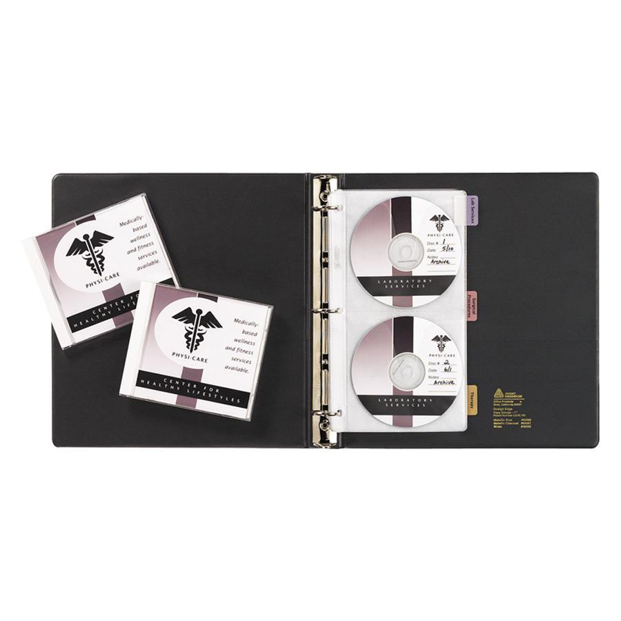 Avery&reg; CD Pages - 4 x CD/DVD Capacity - 3 x Holes - Ring Binder - Top Loading - Clear - Polypropylene - 5 / Pack. Picture 2