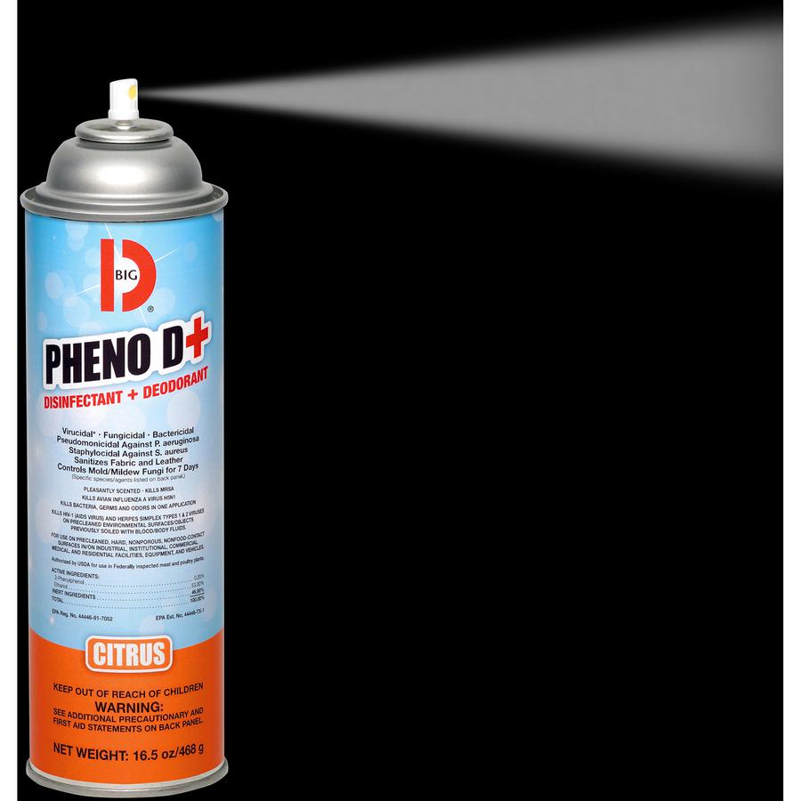 Big D Pheno D+ Disinfectant & Deodorizer - Ready-To-Use - 6 fl oz (0.2 quart) - Citrus Scent - 1 Each - Antimicrobial, Disinfectant. Picture 3