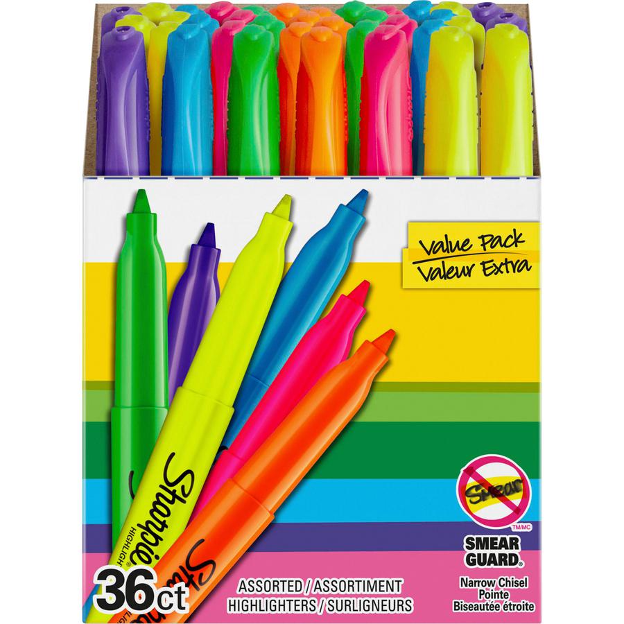 Sharpie 36-Count Pocket Highlighters - Narrow Marker Point Style - Assorted - 36 / Box. Picture 2