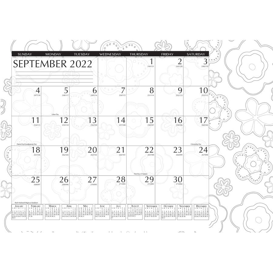 House of Doolittle Academic Doodle Monthly Desk Pad Calendar - Academic - Julian Dates - Monthly - 12 Month - August 2023 - July 2024 - 1 Month Single Page Layout - 22" x 17" Sheet Size - 2.38" x 1.88. Picture 2