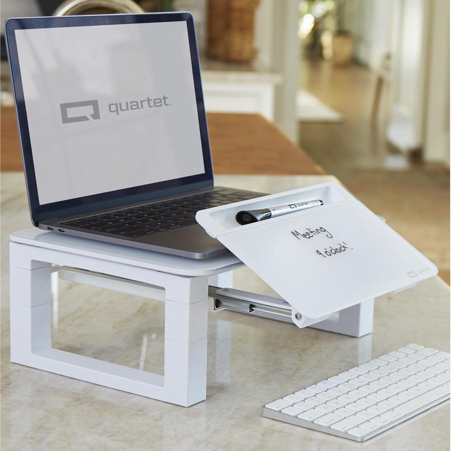 Quartet Monitor Riser with Glass Dry-Erase Board Desktop - 100 lb Load Capacity - 5" Height x 10" Width - Desktop - White. Picture 2