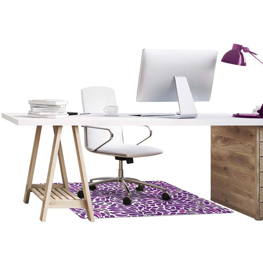 Deflecto FashionMat Purple Rain Chair Mat - Home, Office, Classroom, Hard Floor, Pile Carpet, Dorm Room - 40" Length x 35" Width x 0.050" Thickness - Rectangular - Purple Rain - Vinyl - Multicolor - 1. Picture 2