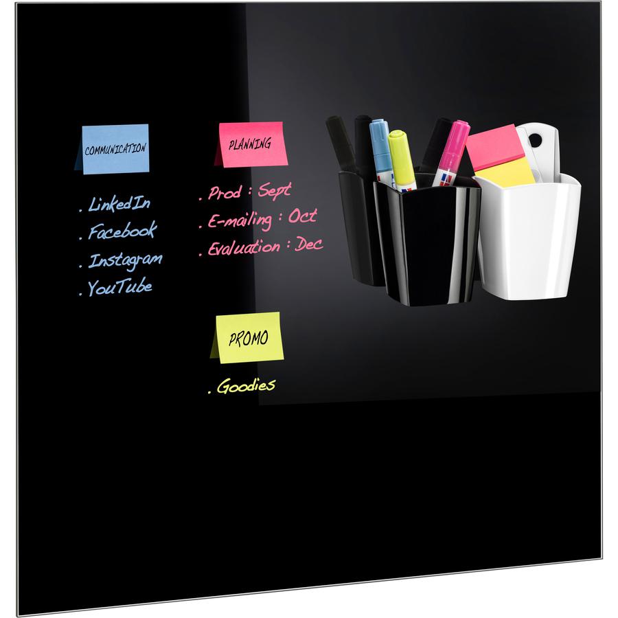 CEP Confort Magnetic Board Pencil Cup - 3.8" x 3.1" x 2.9" x - Polystyrene - 1 / Each - Black. Picture 2