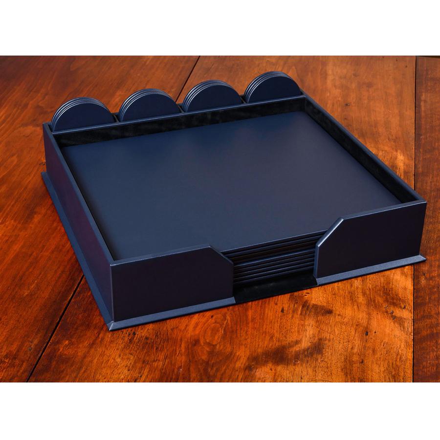 Dacasso Leatherette Conference Room Set - Rectangular - 17" Width - Leatherette, Velveteen - Navy Blue. Picture 2