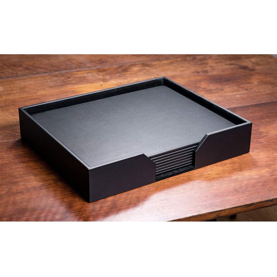 Dacasso Leather Conference Room Set - Rectangular - 17" Width - Top Grain Leather, Velveteen - Black. Picture 2