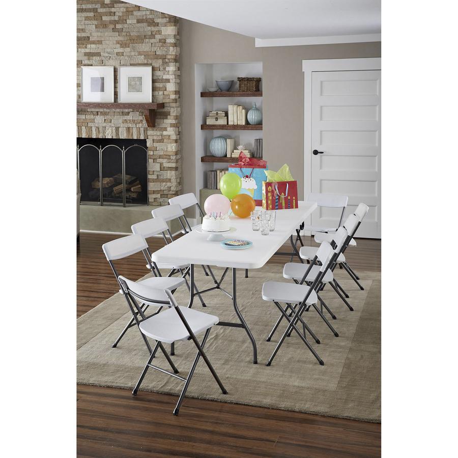 Cosco Fold-in-Half Blow Molded Table - Rectangle Top - Four Leg Base - 4 Legs - 300 lb Capacity x 30" Table Top Width x 96" Table Top Depth - 29.25" Height - White - 1 Each. Picture 2