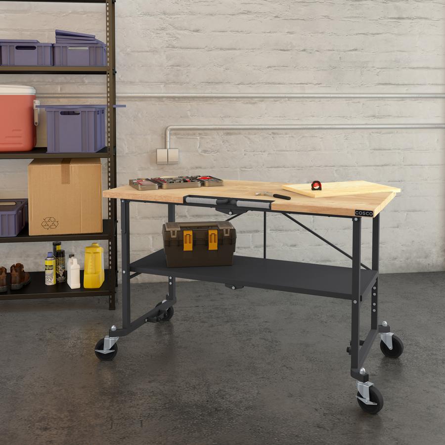 Cosco SmartFold Butcher Block Portable Workbench - 400 lb Capacity - 52" Table Top Width x 34.80" Table Top Depth - 25.50" HeightAssembly Required - Gray - 1 Each. Picture 11