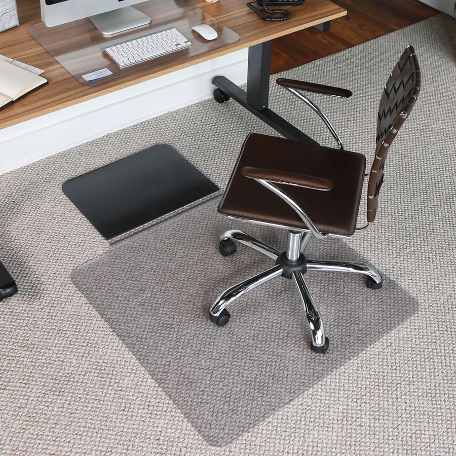 ES ROBBINS Sit or Stand Mat with Lip - Pile Carpet - 53" Length x 36" Width - Lip Size 18" Length x 20" Width - Rectangular - Vinyl, Foam - Clear - 1Each. Picture 13