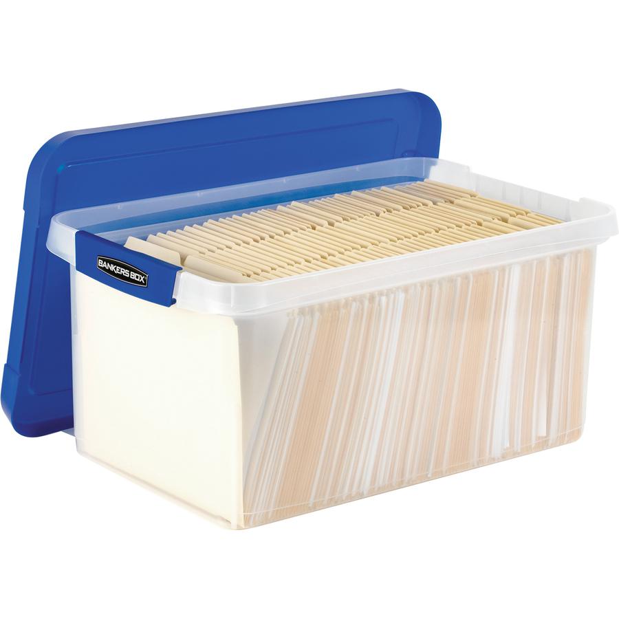 Bankers Box Heavy-Duty File Box - External Dimensions: 14.2" Width x 22.4" Depth x 10.6" Height - Media Size Supported: Letter 8.50" x 11" - Lid Lock Closure - Stackable - Plastic, Polypropylene - Cle. Picture 2