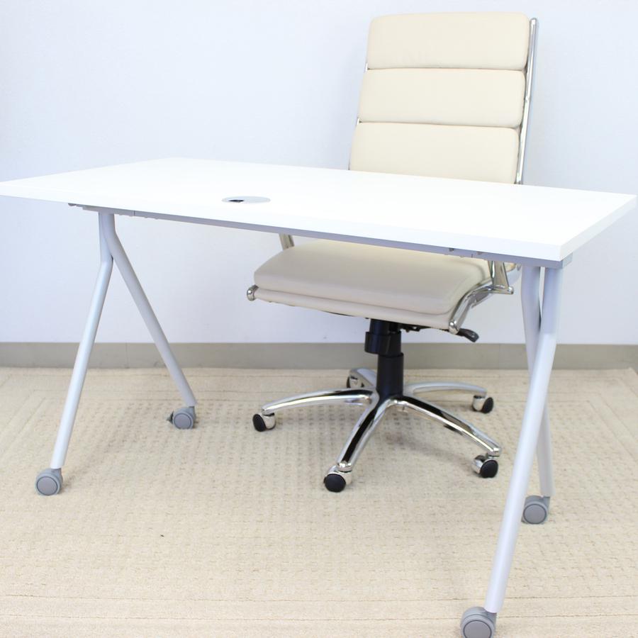 Boss Flip Top Training Table - White Laminate Rectangle Top - Four Leg Base - 4 Legs x 48" Table Top Width x 24" Table Top Depth - 29.50" Height - Wood Top Material. Picture 11