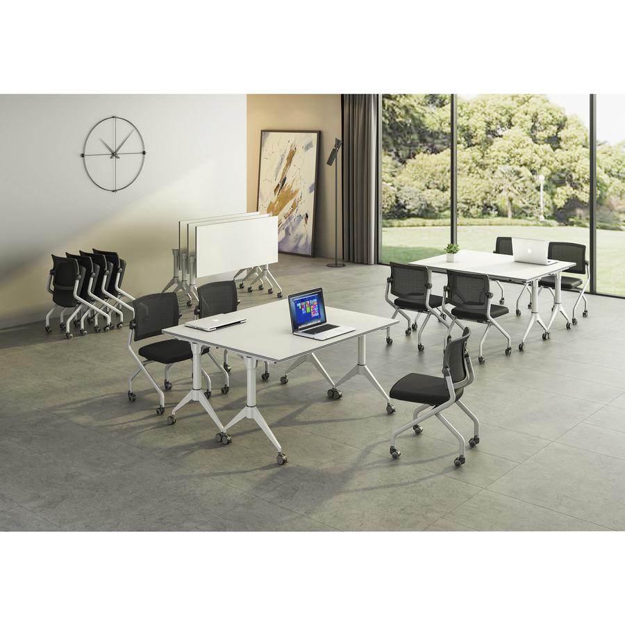 Lorell Spry Nesting Training Table Base - White Folding Base - 2 Legs - 29.50" Height - Assembly Required - Cold-rolled Steel (CRS) - 1 Each. Picture 2