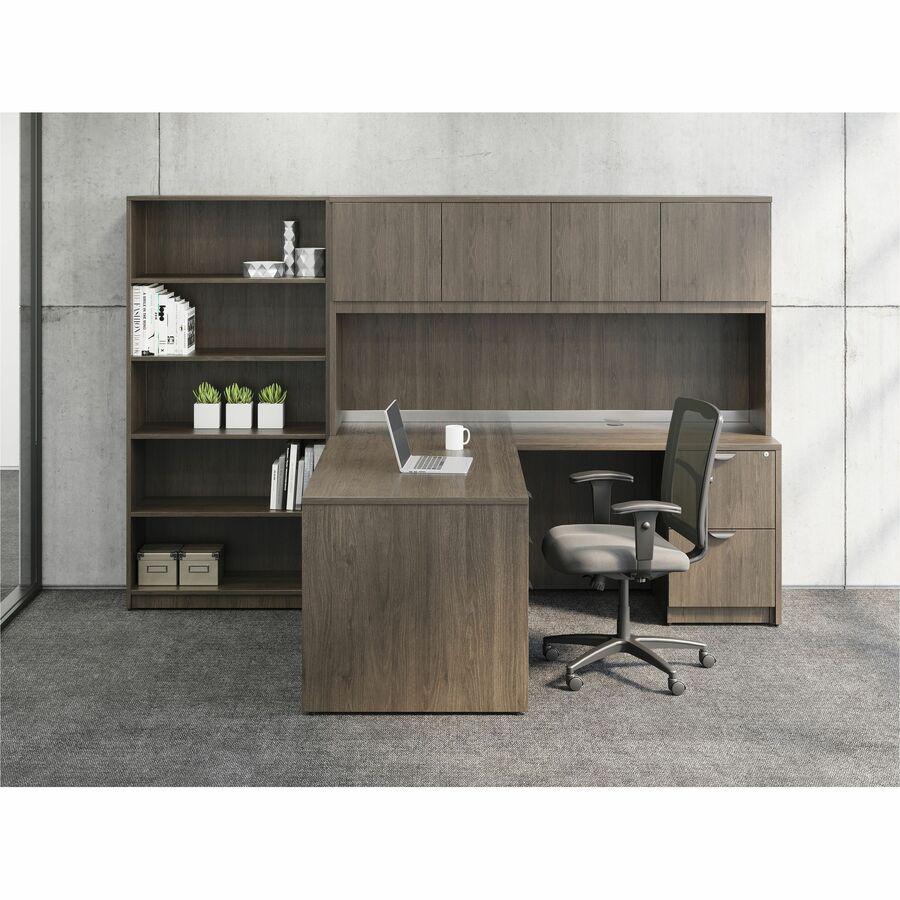 Lorell Prominence 2.0 Left-Pedestal Desk - 66" x 30"29" , 1" Top, 0.1" Edge - 3 x File, Box Drawer(s) - Single Pedestal on Left Side - Band Edge - Material: Particleboard - Finish: Thermofused Melamin. Picture 2