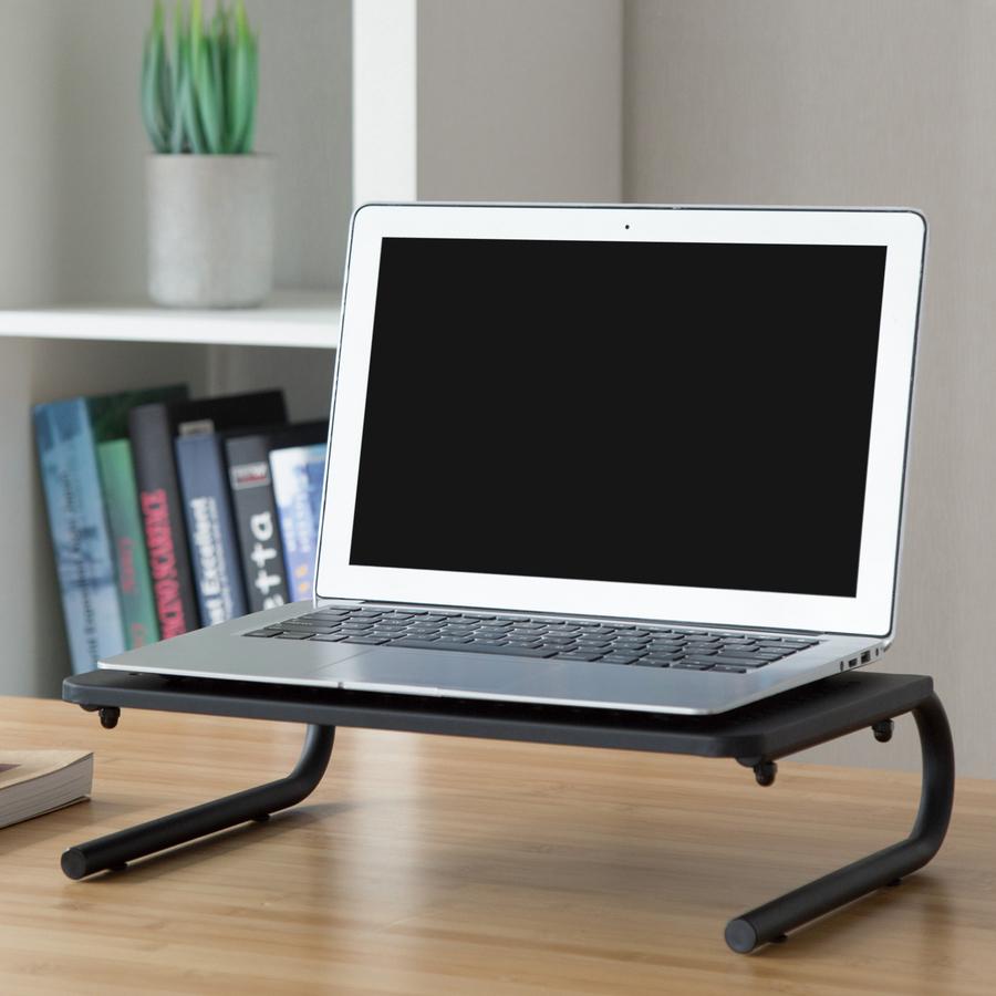 Lorell Monitor/Laptop Stand - 20 lb Load Capacity - 5.5" Height x 14.5" Depth - Desktop - Steel - Black - For Monitor, Notebook - Ventilated, Rubber Pad, Non-skid. Picture 7