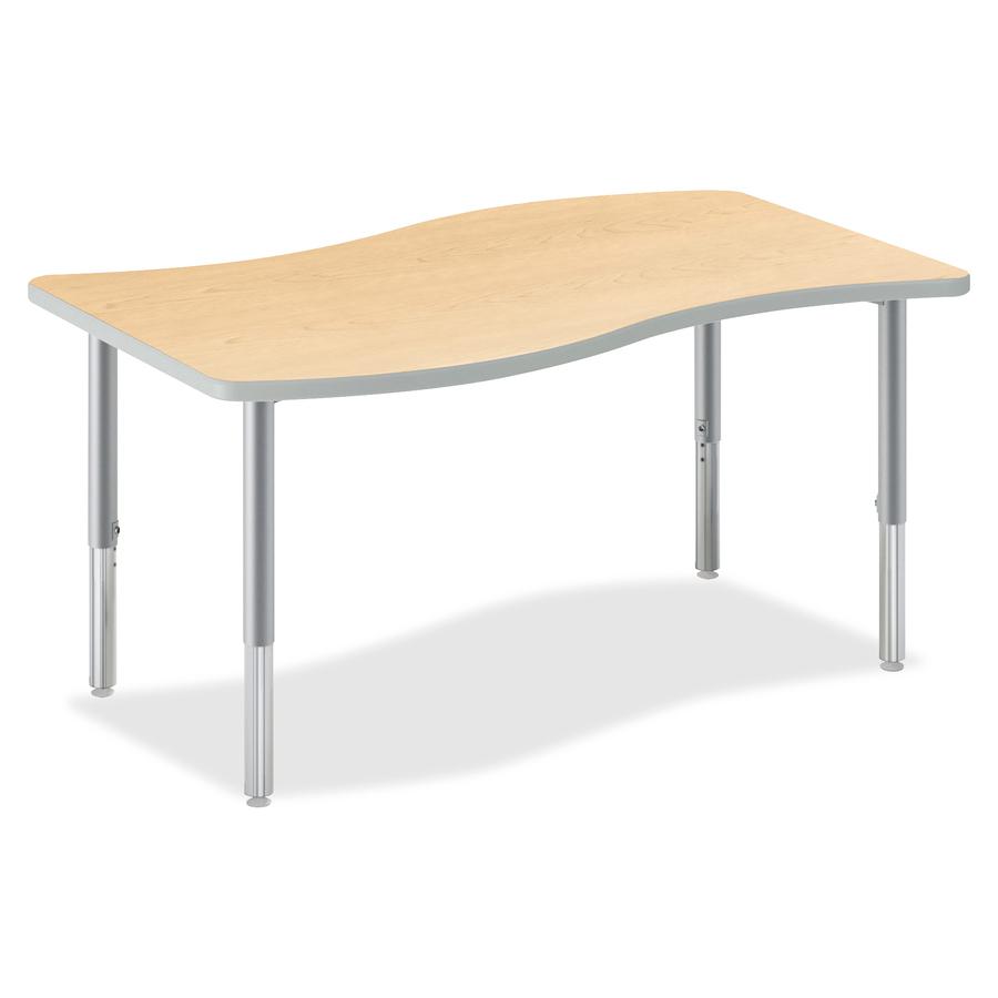 HON Build Series Ribbon Shape Tabletop - Ribbon Top - 6 Seating Capacity - 25" to 34" Adjustment x 54" Width x 30" Depth - Natural Maple. Picture 2