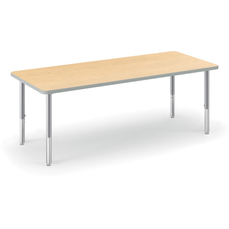 HON Build Series Rectangular Tabletop - Rectangle Top - 25" to 34" Adjustment x 60" Width x 24" Depth - Natural Maple. Picture 2