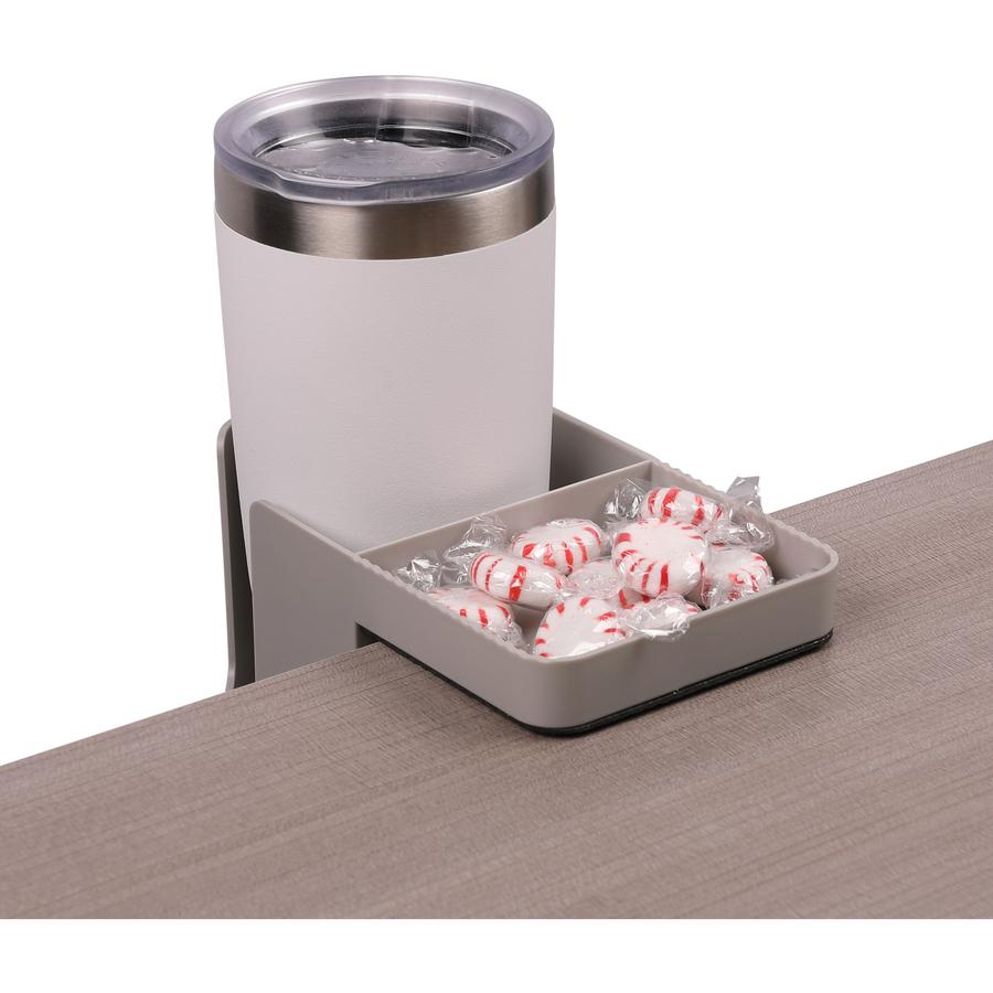Deflecto Standing Desk Cup Holder - 3.5" Height x 3.9" Width x 7" Depth - Cup Holder, Durable, Spill Resistant, Portable, Spring Loaded - Gray - Acrylonitrile Butadiene Styrene (ABS) - 1 Each. Picture 10