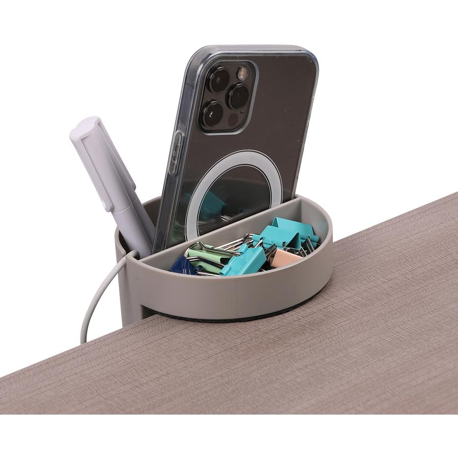 Deflecto Standing Desk Small Desk Organizer Grey - 3.5" Height x 3.9" Width x 3.9" Depth - Portable, Spring Loaded, Built-in Cord Catcher - Acrylonitrile Butadiene Styrene (ABS) - 1 Each. Picture 12