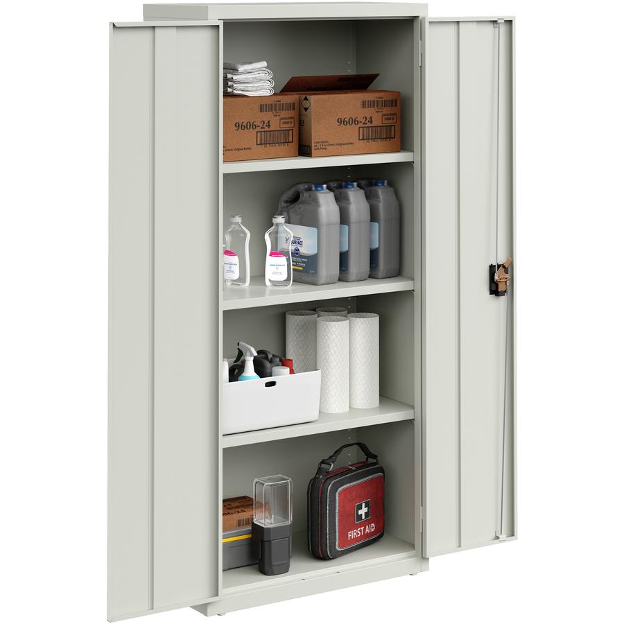 Lorell Fortress Series Slimline Storage Cabinet - 30" x 15" x 66" - 4 x Shelf(ves) - 720 lb Load Capacity - Durable, Welded, Nonporous Surface, Recessed Handle, Removable Lock, Locking System - Light . Picture 9