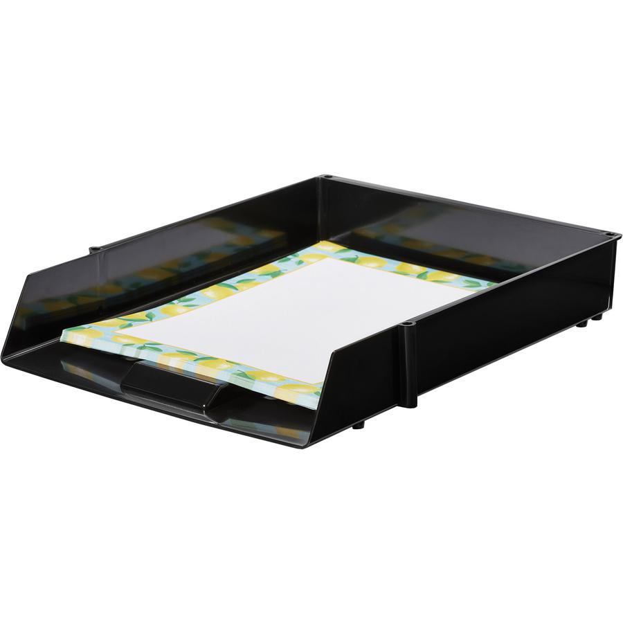 Deflecto AntiMicrobial Industrial Front-Load Tray - 2.4" Height x 10.8" Width x 13.8" DepthDesktop - Antimicrobial, Lightweight, Mildew Resistant, Front Loading - Black - Polystyrene. Picture 2