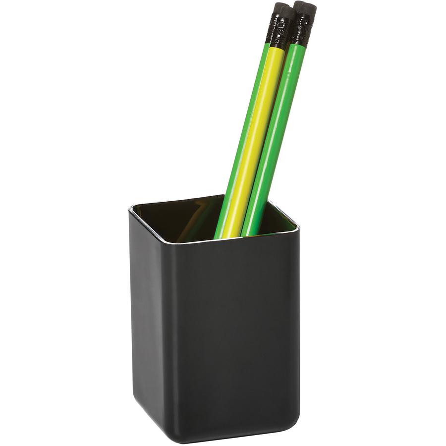 Deflecto Antimicrobial Pencil Cup Black - 3.6" x 2.1" x 2.1" x - Polystyrene - Black. Picture 2