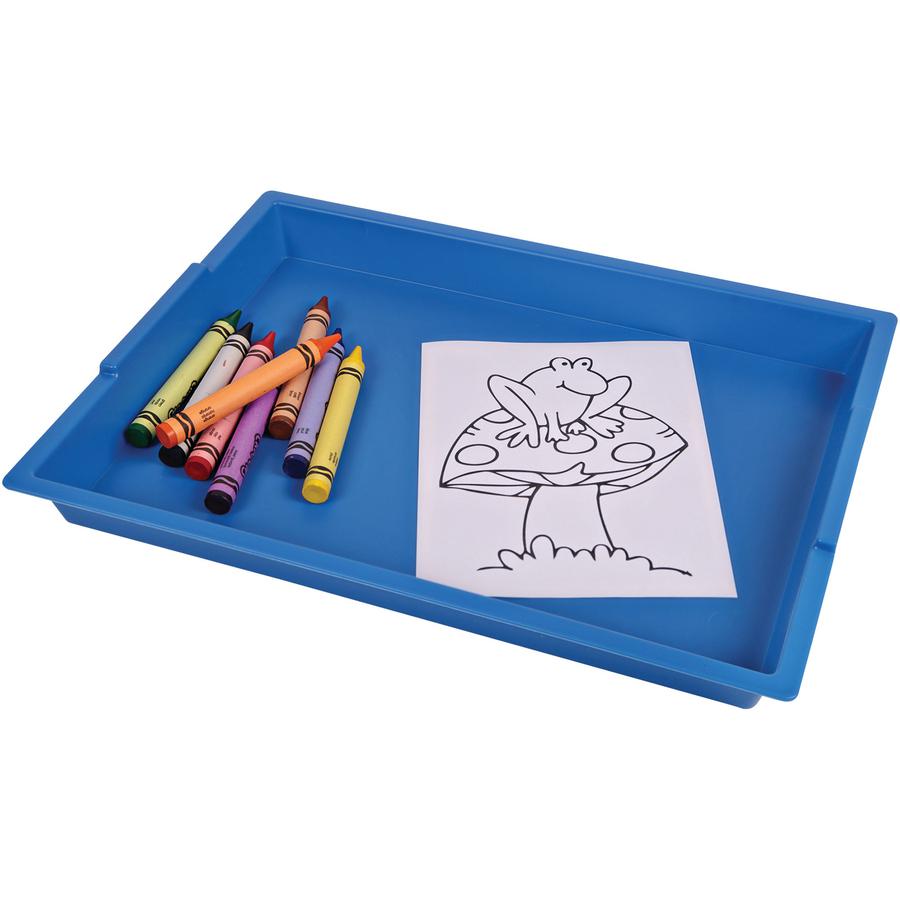 Deflecto Antimicrobial Finger Paint Tray - Painting - 1.83"Height x 16.04"Width x 12.07"Depth - Blue - Polypropylene, Plastic. Picture 2