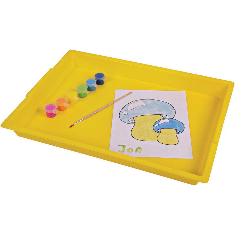 Deflecto Antimicrobial Finger Paint Tray - Painting - 1.83"Height x 16.04"Width x 12.07"Depth - Yellow - Polypropylene, Plastic. Picture 2