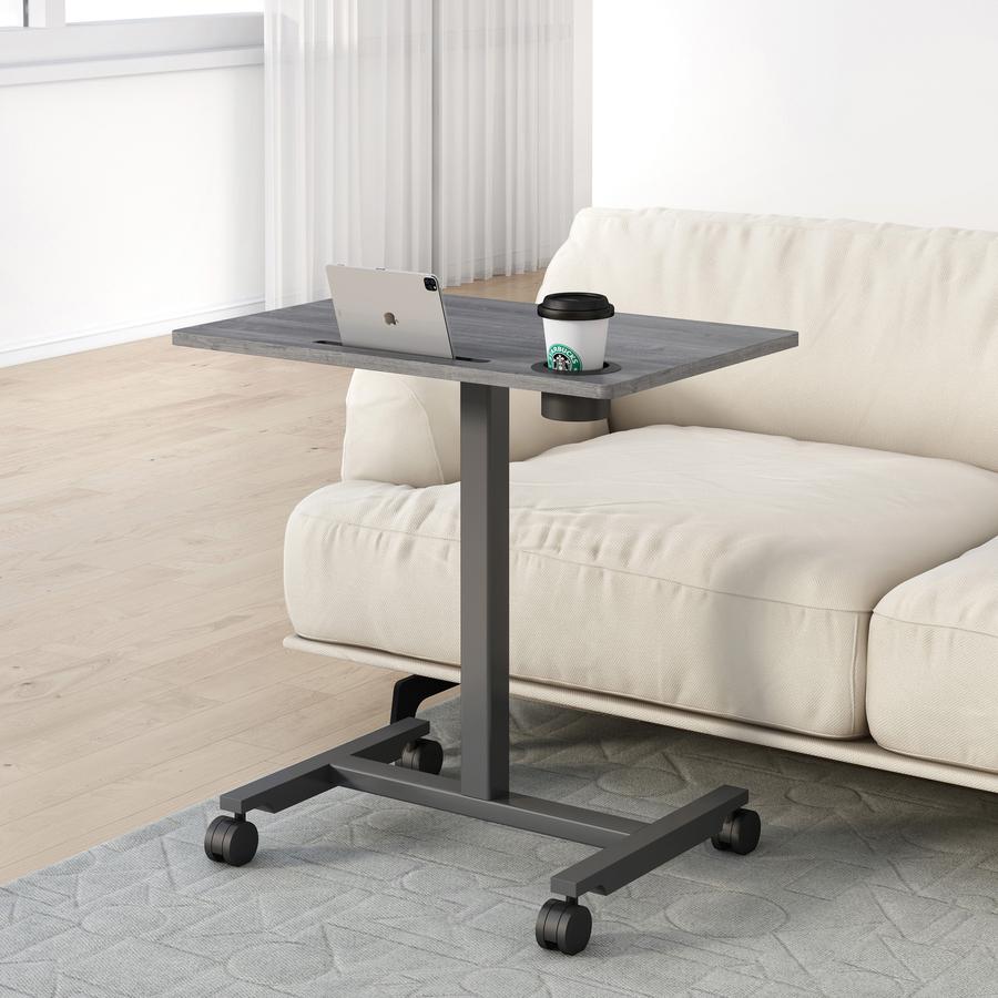 Lorell Height-adjustable Mobile Desk - Weathered Charcoal Laminate Top - Powder Coated Base - Adjustable Height - 30" to 43.63" Adjustment - 43" Height x 26.63" Width x 19.13" Depth - Assembly Require. Picture 2