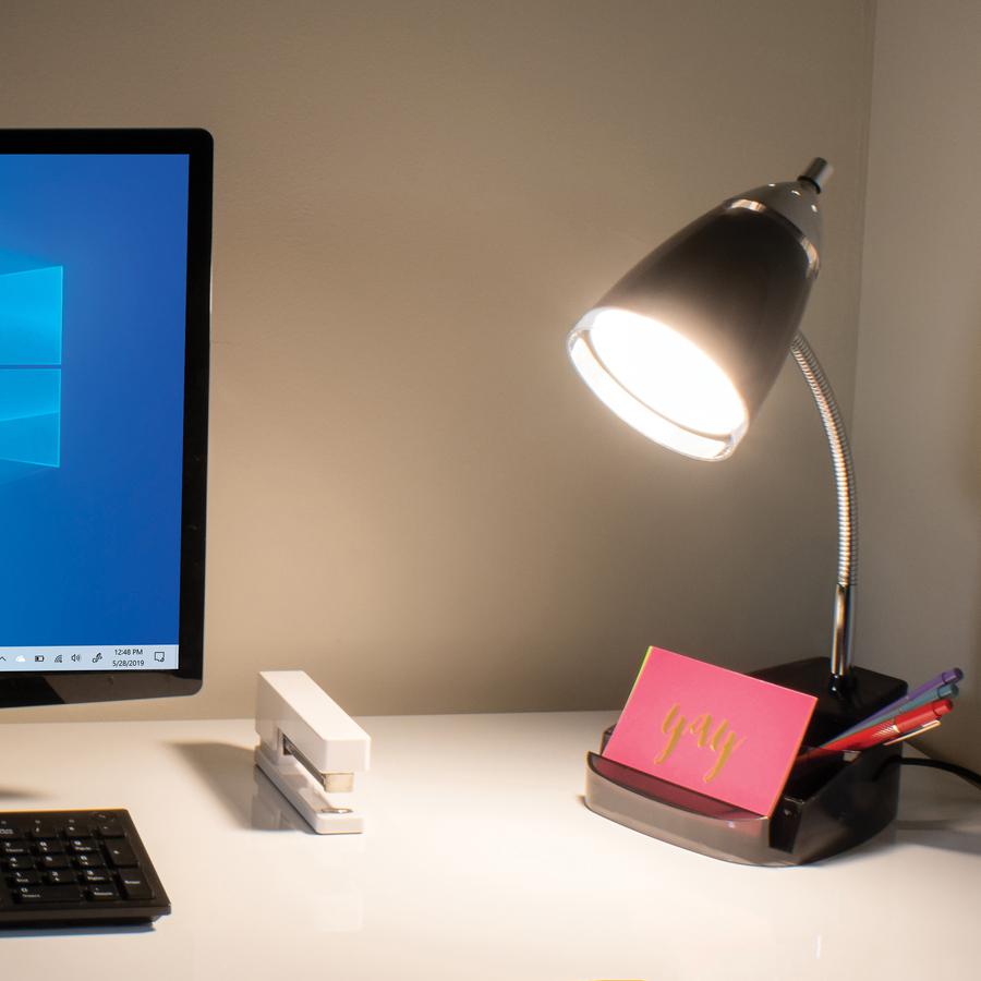 Victory Light V-Light Organizer Desk Lamp - 10 W LED Bulb - Chrome - Flexible Arm - Desk Mountable - Black, Chrome, Translucent - for Desk, Tablet, Phone. Picture 2