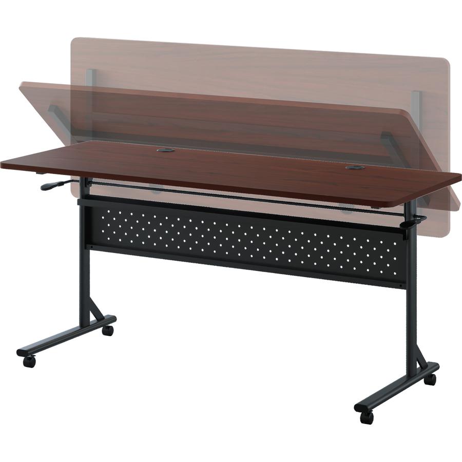Lorell Shift 2.0 Flip and Nesting Mobile Table - Laminated Rectangle Top - 60" Table Top Length x 24" Table Top Width x 1" Table Top Thickness - 29.50" HeightAssembly Required - Mahogany - 1 Each. Picture 2