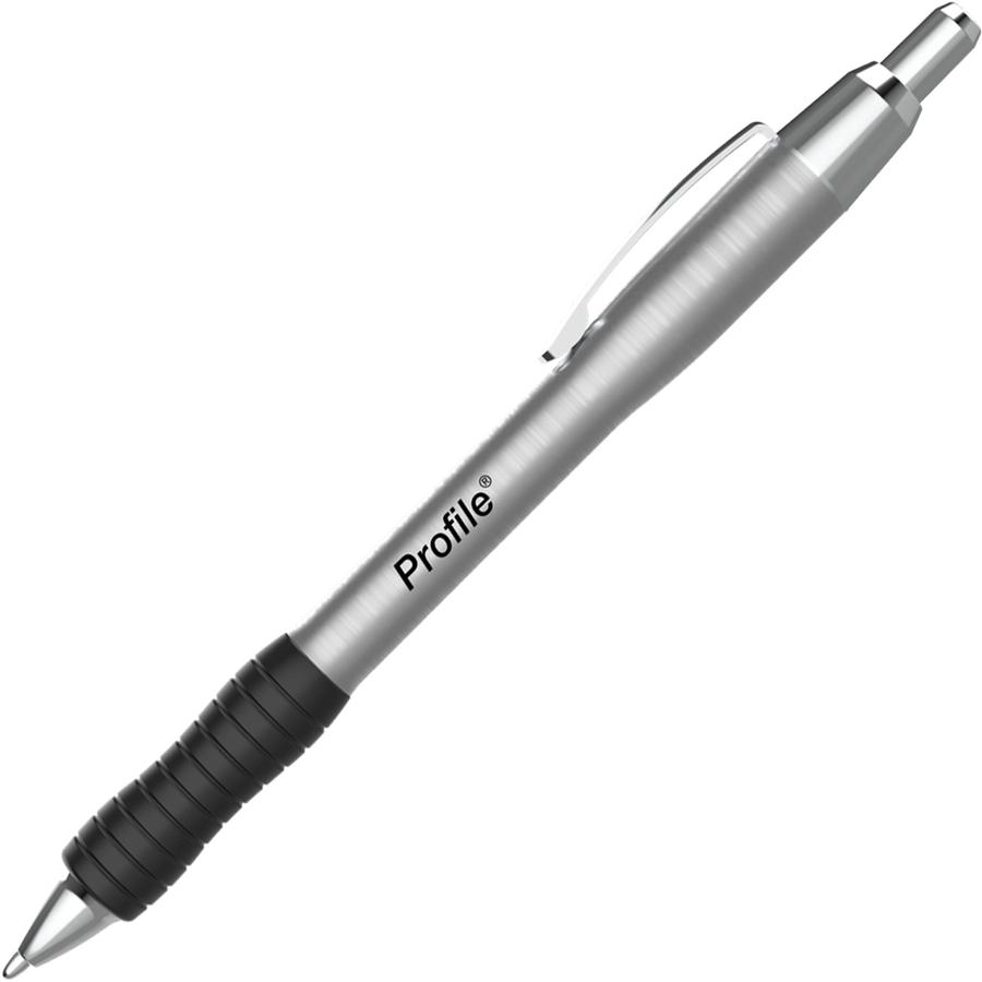 Paper Mate Profile Retractable Ballpoint Pens - 1 mm Pen Point Size - Retractable - Gray - Assorted Stainless Steel Barrel - 4 / Pack. Picture 2