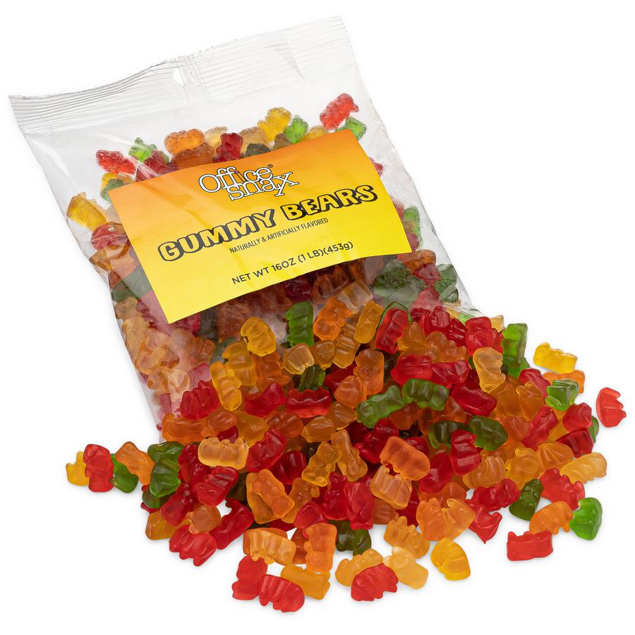 Office Snax Gummy Bears Candy - Assorted - 16 oz - 1 Each. Picture 2