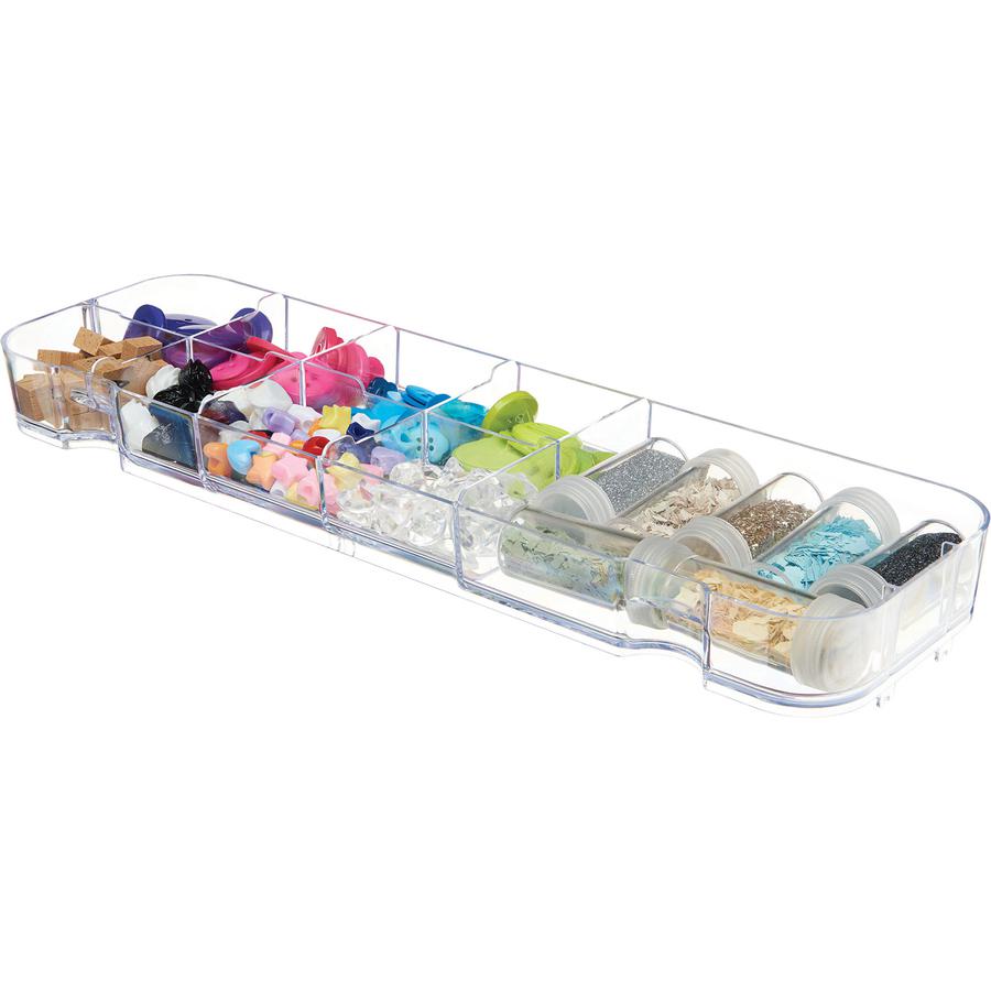 Deflecto Caddy Storage Tray - 9 Compartment(s) - 1.3" Height x 13.1" Width x 3.8" DepthDesktop - Portable, Stackable - Clear - Polystyrene - 1 Each. Picture 2